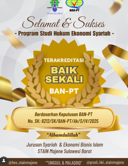 Program Studi Hukum Ekonomi Syariah STAIN Majene Raih Akreditasi Baik Sekali dari BAN-PT