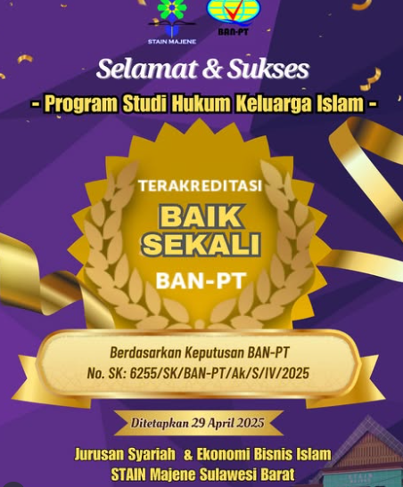 Program Studi Hukum Keluarga Islam STAIN Majene Raih Akreditasi Baik Sekali